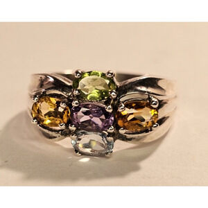 Woman's PREMIER DESIGNS PD Multi Stone Sterling Silver Ring Size 11